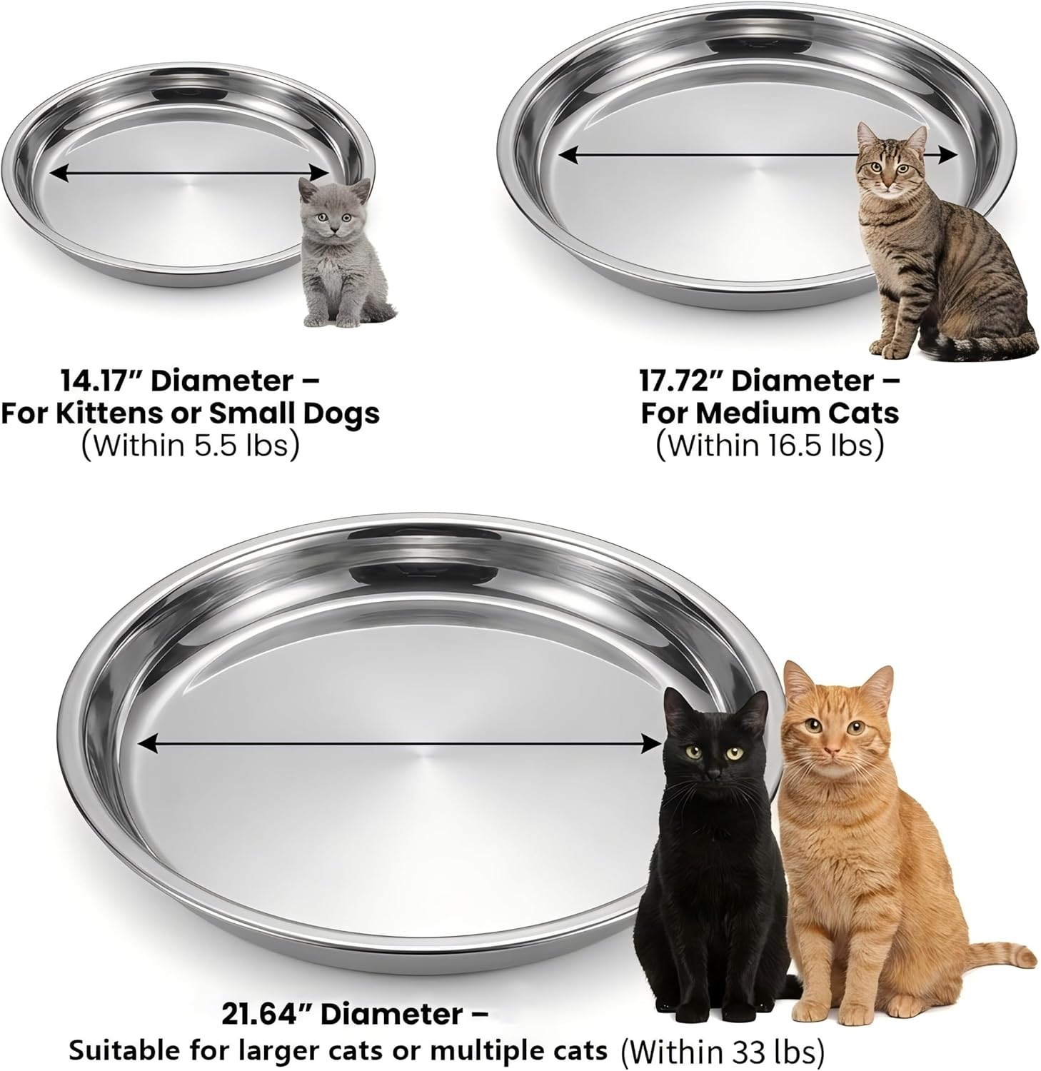 Stainless Steel Pet Cooling Mat for Cats & Dogs - Durable Metal Cat Bed, Scratch & Chew Resistant Cooling Pad, Easy Clean Metal Pet Pan with 4 Non-Slip Pads, All-Season Use (17.72"(Within 16.5 Ibs))