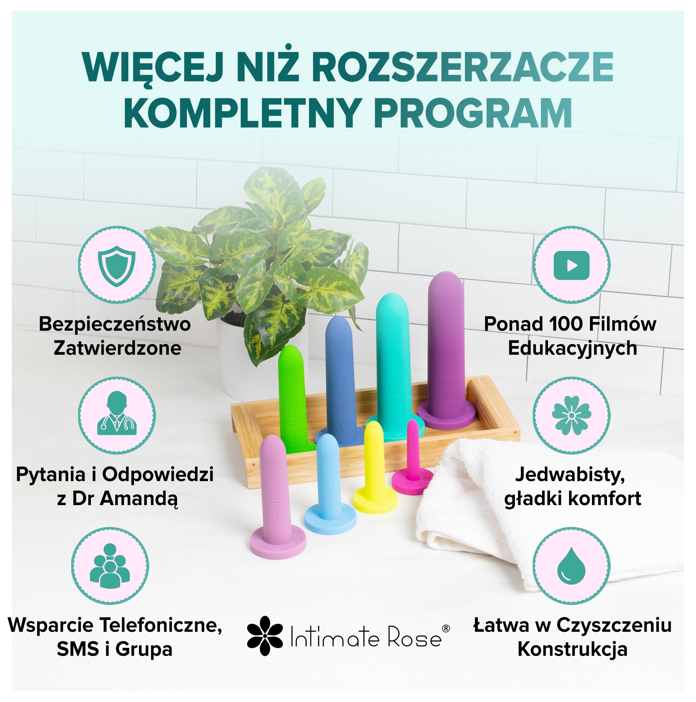 Intimate Rose Dilatory Silikonowe Rozmiar 1–4 – Medyczny Zestaw Dilatorów dla Kobiet | Do Terapii Dna Miednicy i Waginizmu, 4 szt.