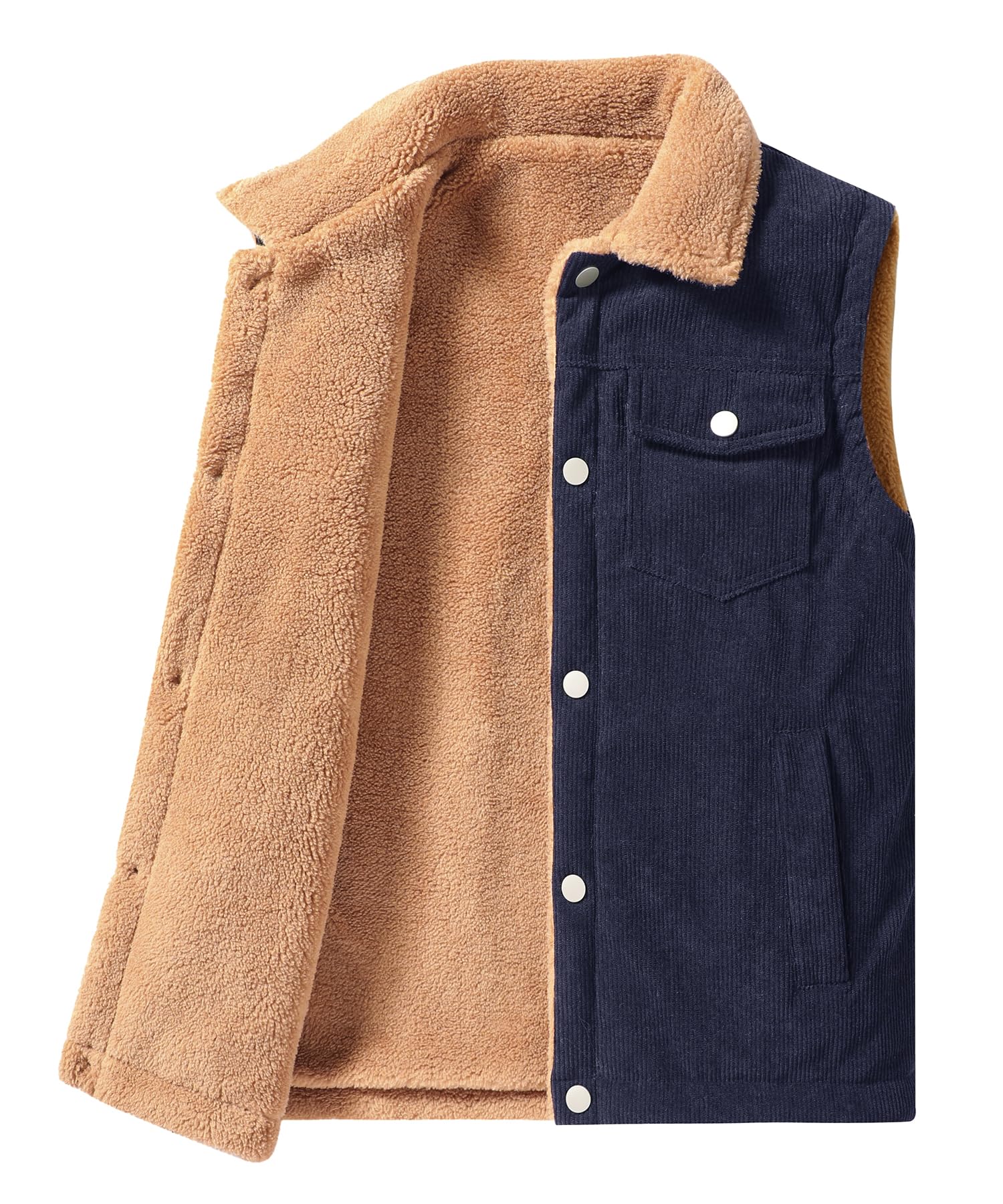 Chaleco de Pana para Hombre Informal Acolchado Cálido Chaleco Polar de Invierno Chaqueta Sin Mangas de Pana