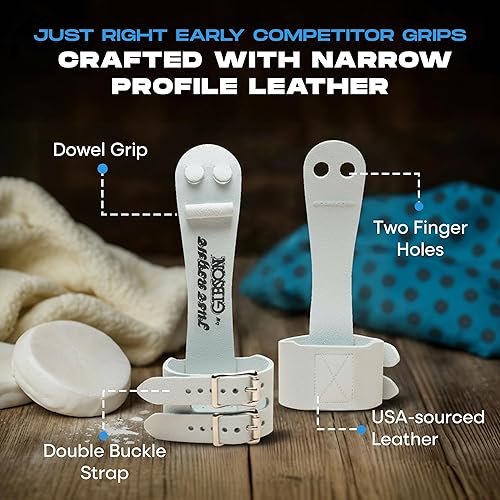 Miniatura 2 de Gibson - Puños de gimnasia para mujer, doble hebilla, agarre desigual para barra, ajuste antideslizante, talla XS, S, M, L, entrenamiento de