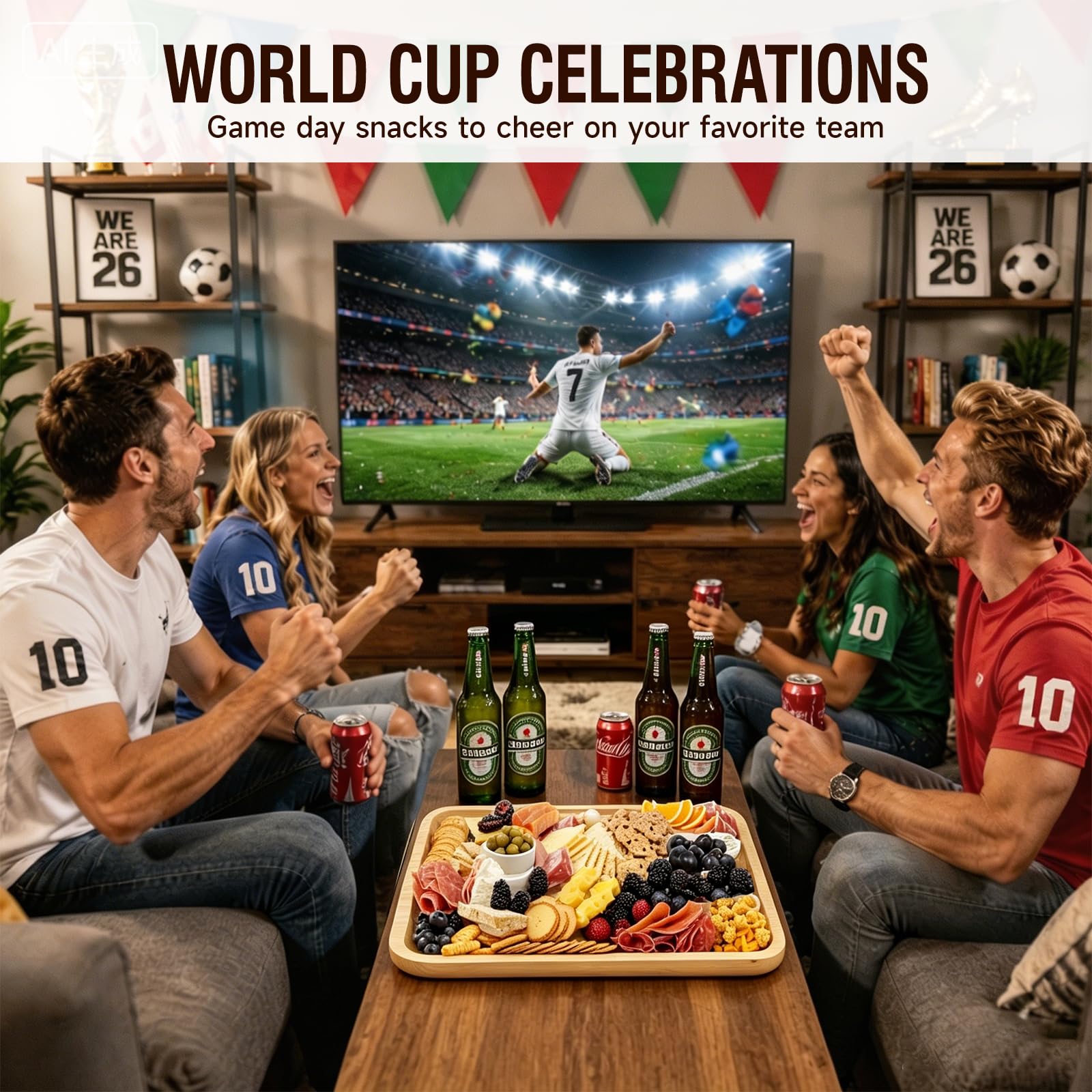 Renmxj Planche à charcuterie avec couvercle transparent, planche à fromage portable pour cuisine, cadeau de pendaison de crémaillère, cadeau de coupe du monde (noir, 1 compartiment)