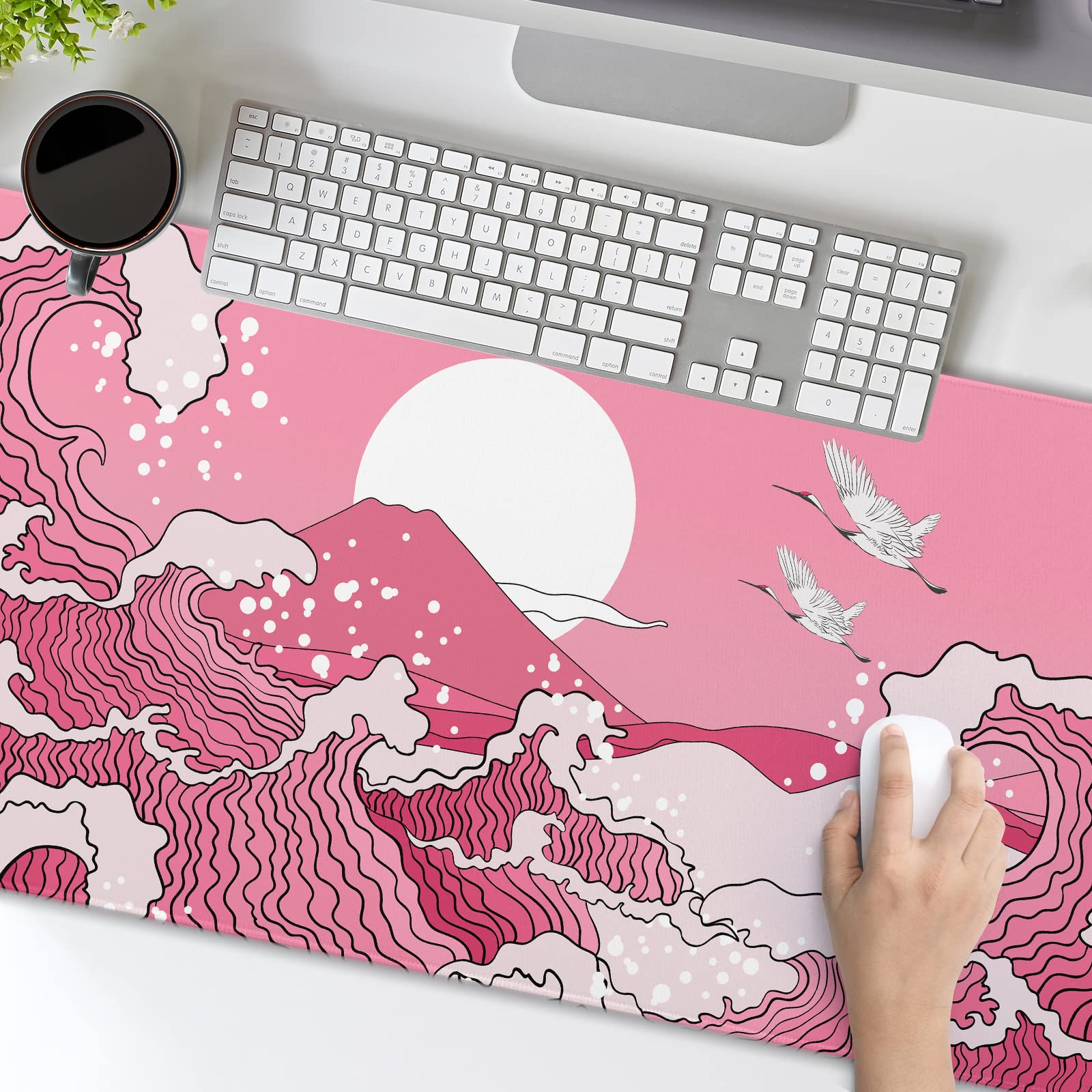 Tapis De Souris Gaming Extra-large 40,6x90,2 Cm – Motif Flamant Rose, Surface Lisse, Antidérapant – Pour Bureau, Gaming, Ordinateur