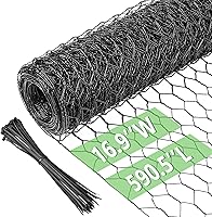 Vista 30 de Malla de gallinero de 13.7 pulgadas x 236 pulgadas, red de alambre para aves, malla hexagonal galvanizada, cerca barrera de jardín para cercado