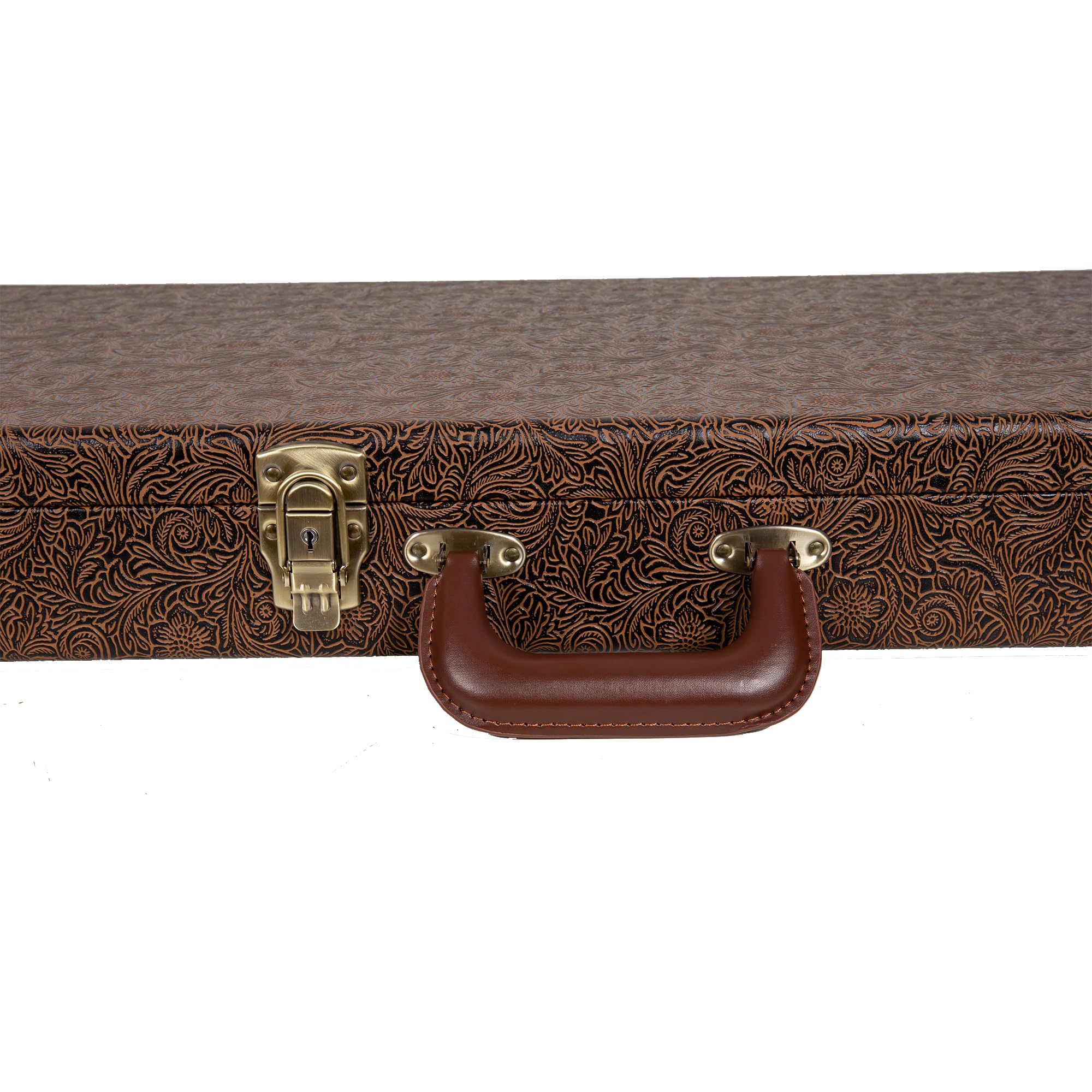 Crossrock étui rectangulaire en Bois pour Guitare électrique Jazzmaster & Jaguar, Blossom Brown en Similicuir, Doublure en Velours Vert forêt, Serrure — Designer Series CRW530JMBQ