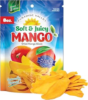 Paradise Valley Dried Mango Slices: Soft Juicy Low Sugar Gluten-Free, Vitamin C & Fiber Rich - 8oz Pack