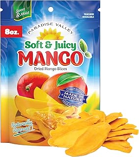Dried Mango Slices - Delicious Texture Soft & Juicy Low Sugar Added Dried Mango - Naturally Ripened Mangos Dried Fruits - Gluten Free Dry Mangoes Natural Source of Vitamin C, Fiber, (8 oz Single Pack)