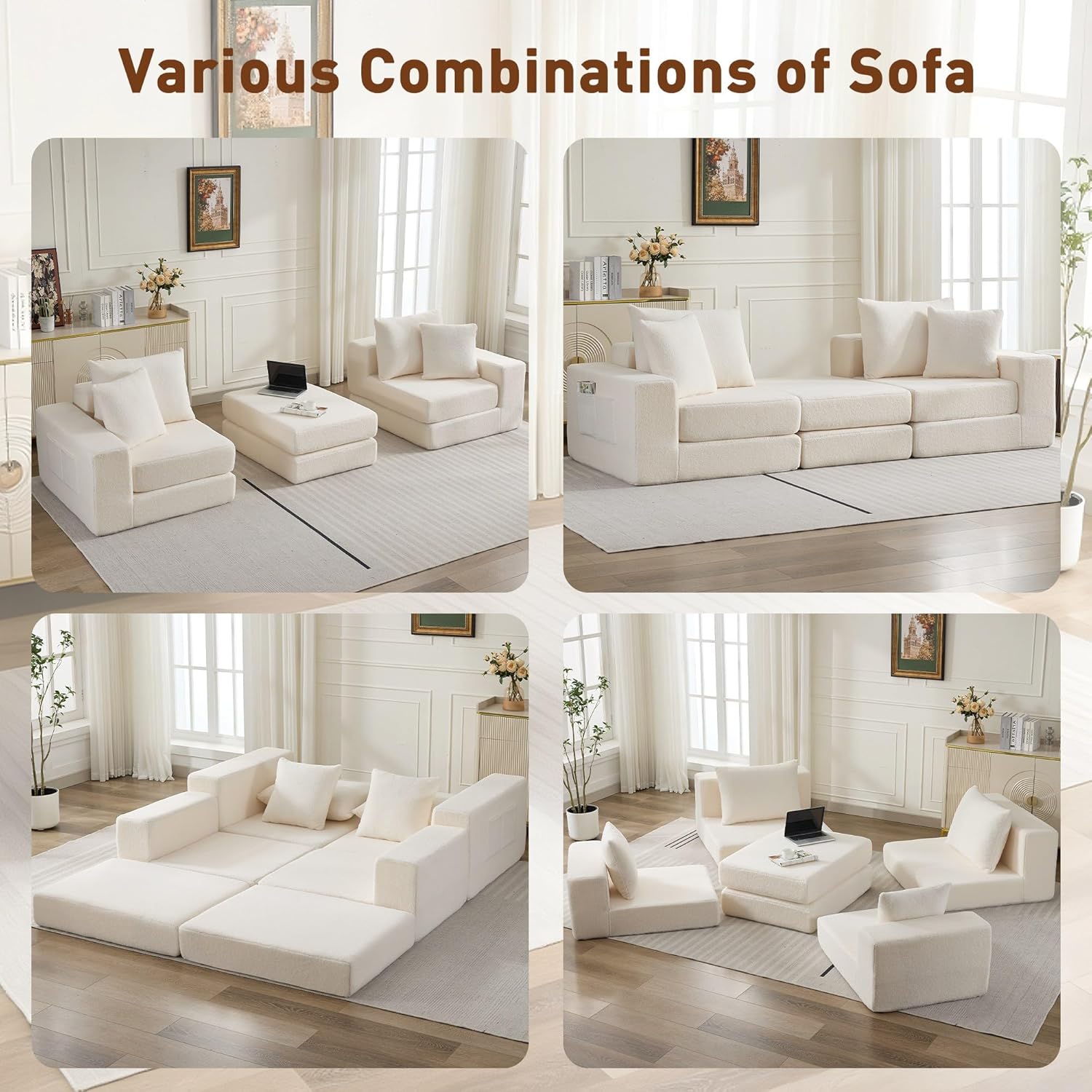 Korser Modular Sectional Couch with L-Shape Chaise, Modern Boneless Loveseat Cloud Couch for Living Room, Sofa Bed with Deep Seat, No Assembly, Sleeper Sofa for Living Room, Apartment and Bedroom