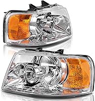 Vista 8 de Conjunto de repuesto de faros delanteros para Ford Explorer. Reflectores ámbar, carcasa cromada