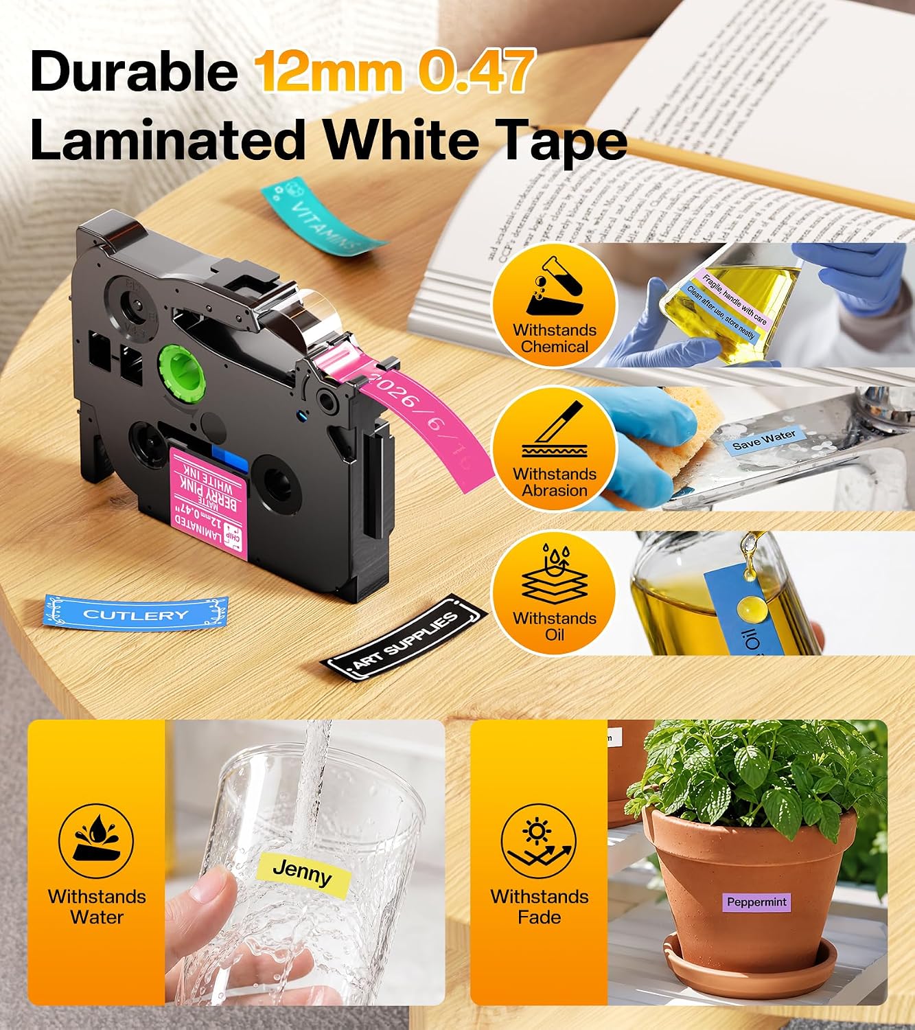 BZ Color Label Tape 12mm 0.47 Inch for D210S H1100 P780BT Labeler image 4