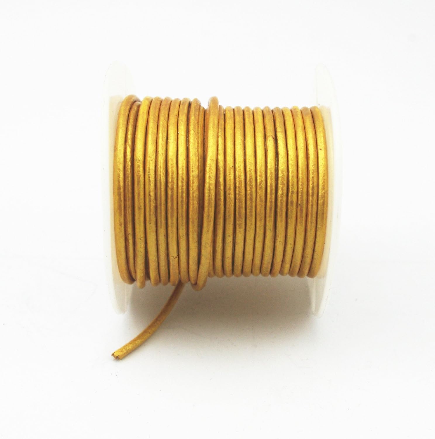 Glory Qin Soft Round Genuine Jewelry Leather Cord Leather Rope (Gold 2mm 10 Yards)
