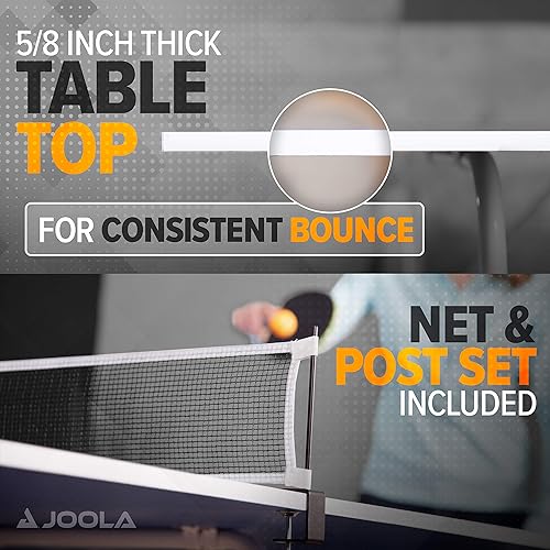 Miniatura 4 de JOOLA Indoor 15mm Ping Pong Table with Quick Clamp Ping Pong Net Set - Single Player Playback Mode - Regulation Size Table Tennis Table - Compact