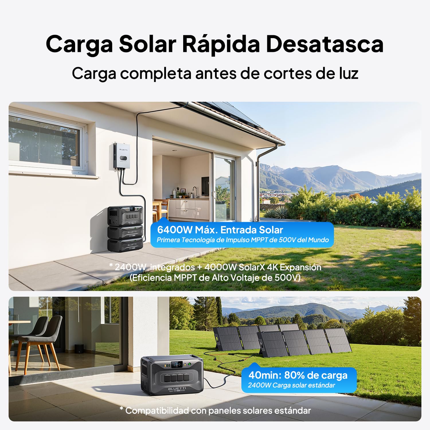 BLUETTI Apex 300 Generador Solar, 2764,8Wh Batería LFP de Respaldo con 4 Salidas CA de 3840W (7680W Pico), Arranque en Negro, Energía Modular para el Hogar, Autocaravanas y Emergencias - 5