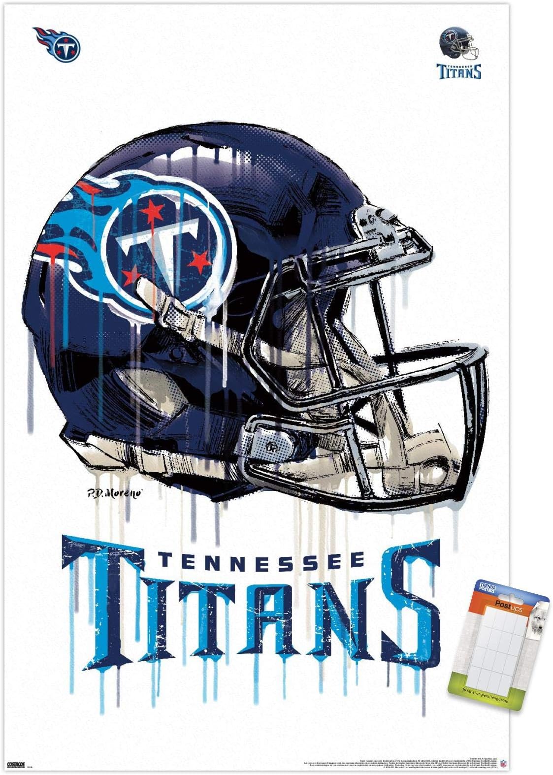 Trends InternationalNFL Tennessee Titans - Drip Helmet 20 Wall Poster, 22.375" x 34", Poster & Mount Bundle