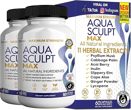 Aqua Sculpt Suplemento dietético de máxima fuerza, 60 cápsulas, apoyo natural, suministro para 30 días (2)