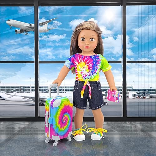 Miniatura 6 de Ecore Fun Juego de 23 piezas de accesorios de muñeca de 18 pulgadas, maleta, equipaje de viaje, almacenamiento de transporte de viaje de muñecas de