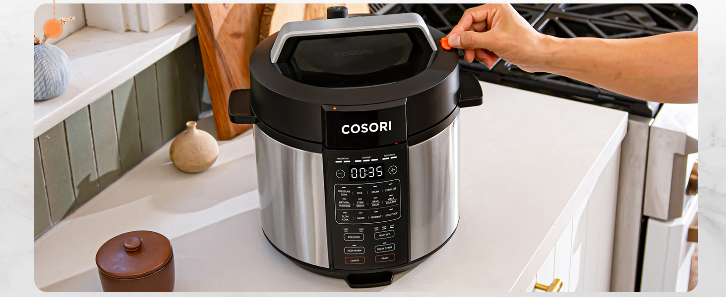 COSORI Electric Pressure Cooker 6 Quart, 9-in-1 Instant Multi Cooker 13 Presets Rice Slow Saute Sous Vide Sterilizer Recipes