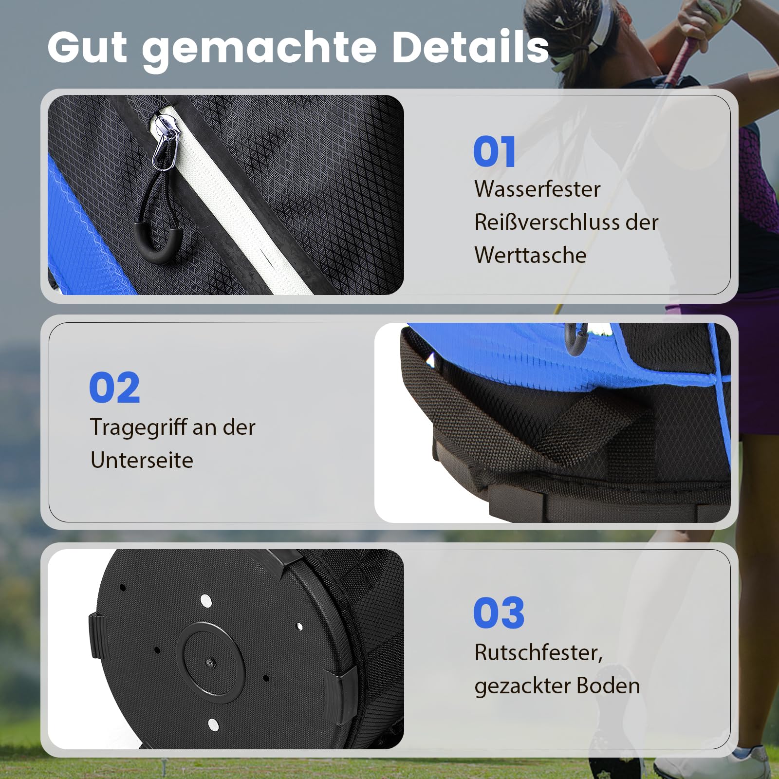 COSTWAY Golfbag leicht, tragbares Golf Cart Bag mit 14 er Unterteilung, Golftasche wasserabweisend mit Regenhaube, 9 Taschen, Kühltasche & Schirmhalter, Caddybag für Herren & Damen