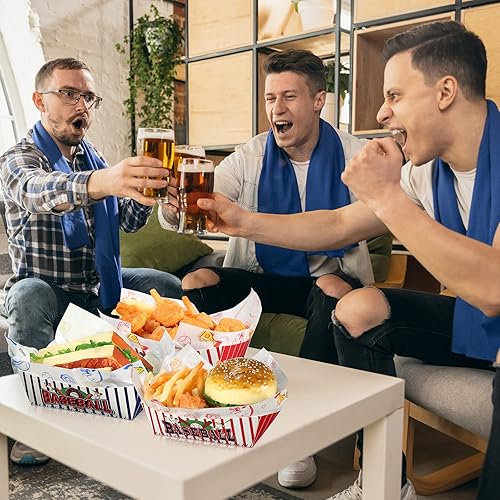 Miniatura 5 de Teling 100 piezas de decoraciones de fiesta de béisbol, 1.1 libras, 50 bandejas de alimentos y 50 forros resistentes a la grasa, suministros de