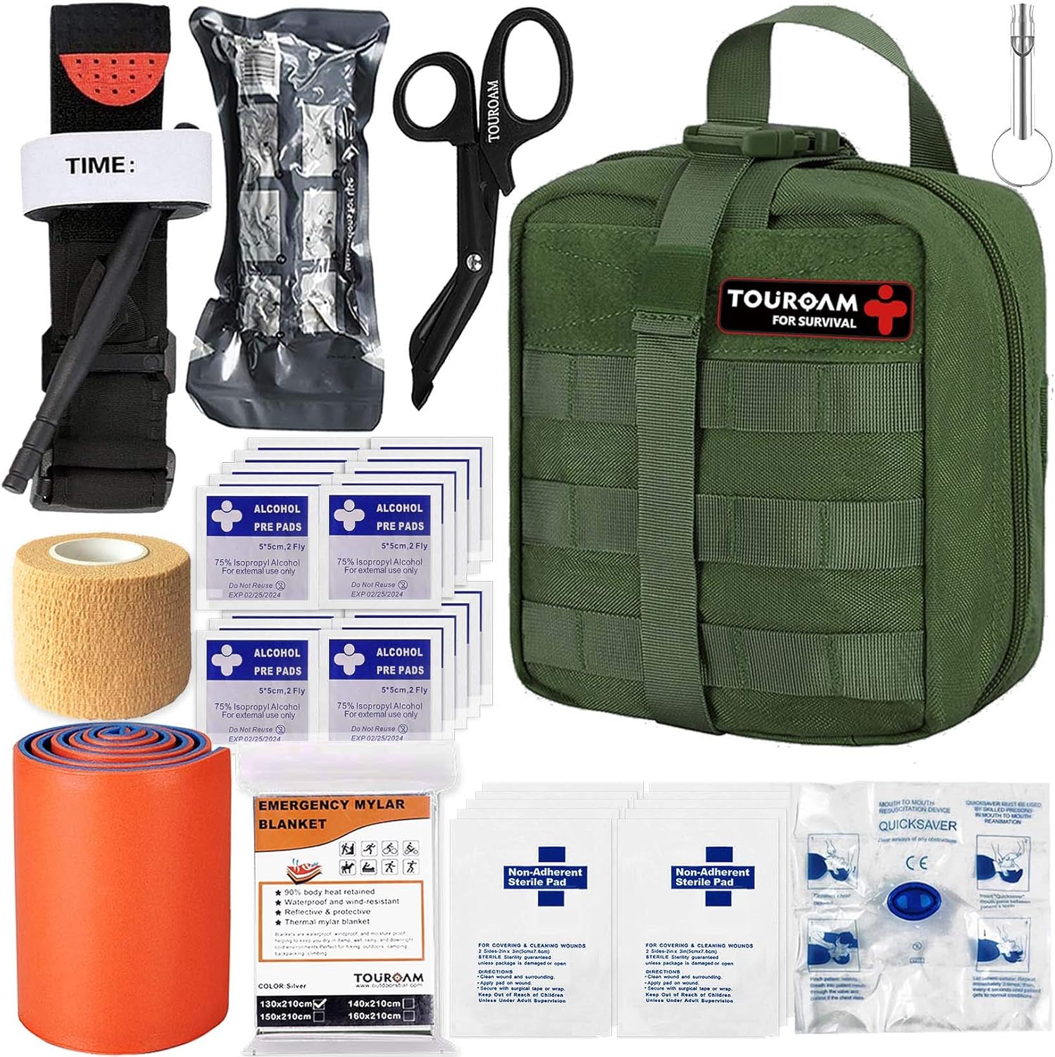 BUSIO Kit de Primeros Auxilios tácticos de Emergencia-MOLLE Admin Pouch IFAK-Vendaje para heridas Control de Sangre EMT Survival Trauma Kit-Camp Travel Car Kit