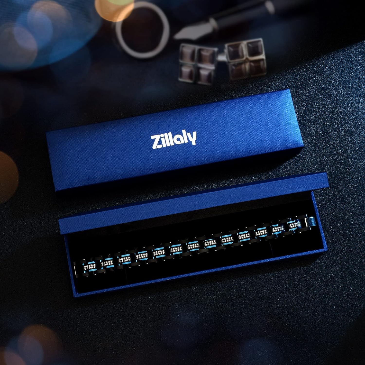 Ziallay Link Initial Bracelet Hip Hop Jewelry Gift Men Women Christmas Birthday Jewelry Gift Boyfriend Fashion Bracelet, Diamond, Two Tone Bracelet. - Image 6