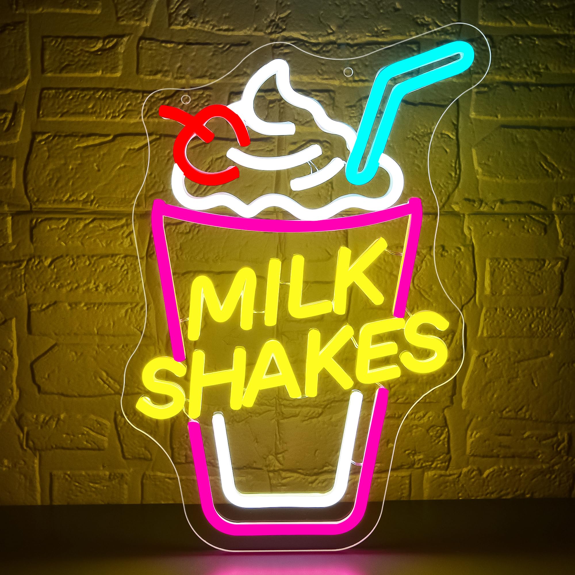 Cartello al neon con frullato di latte, decorazione da parete, dimmerabile, gelato, per negozio di tè al latte, luce al neon a LED, per cibo, bevande, ristorante, pasticceria, bar