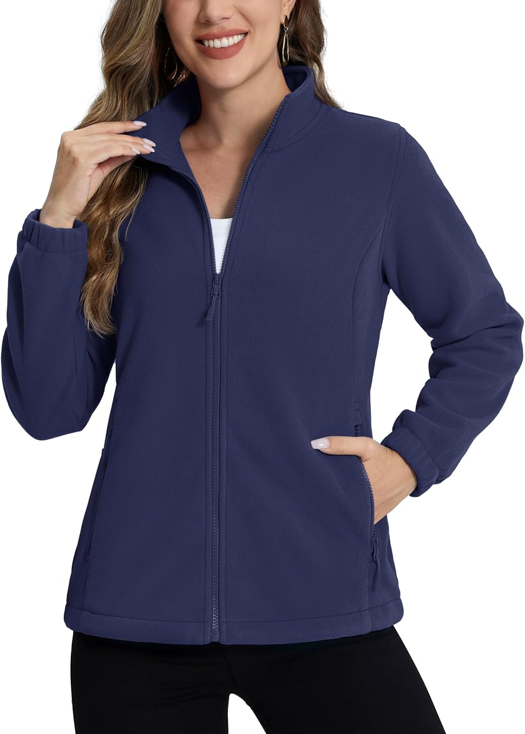 TACVASEN Women's Soft Fleece Jacket Lightweight Full Zip Sweatshirts Coat Casual Winter Warm Sweaters with Pockets - Image 2