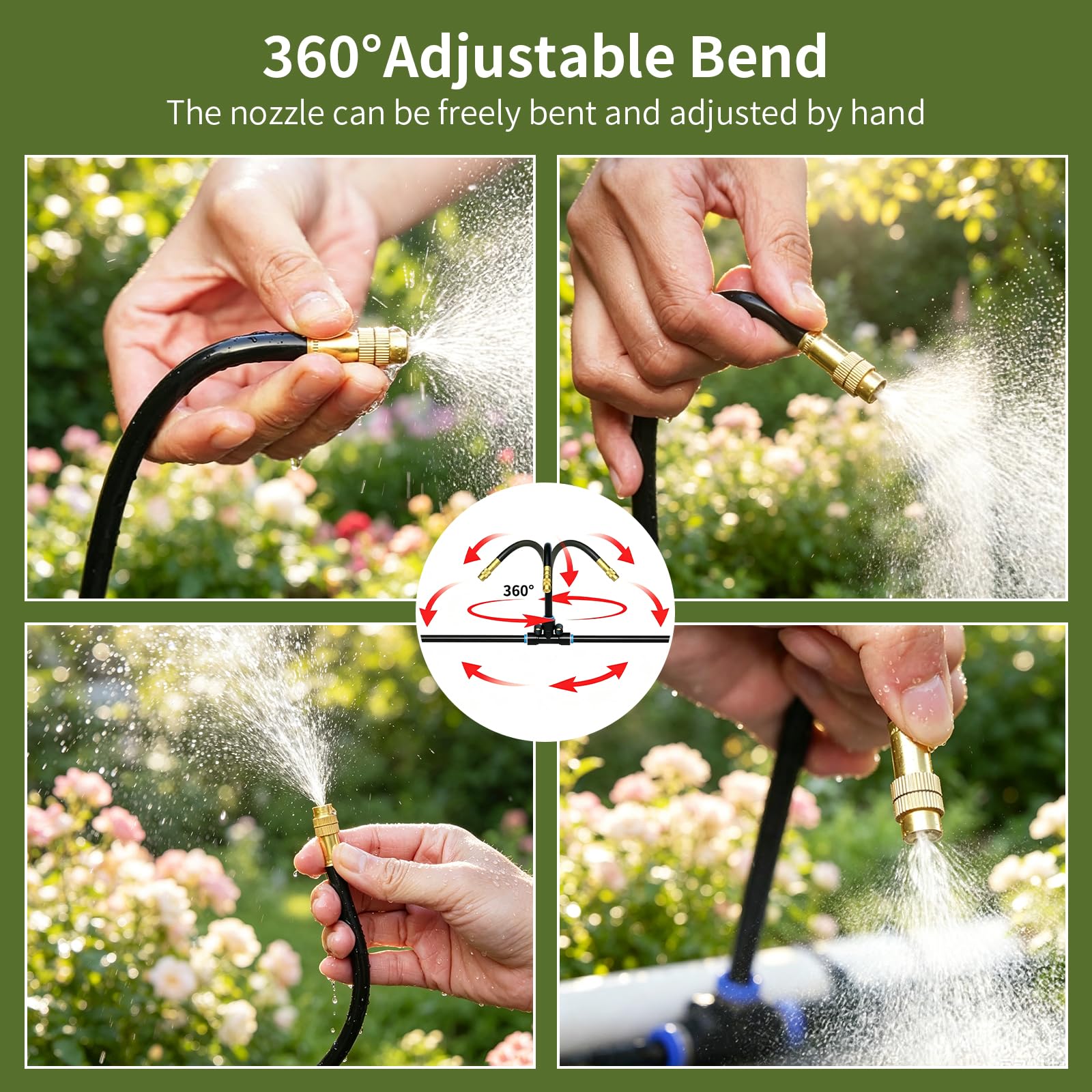 Système d'irrigation goutte à goutte de 30 m, système d'arrosage automatique de jardin avec 30 buses en cuivre, sans outils, brume fine pour jardin, terrasse, plantes en pot, système d'arrosage de