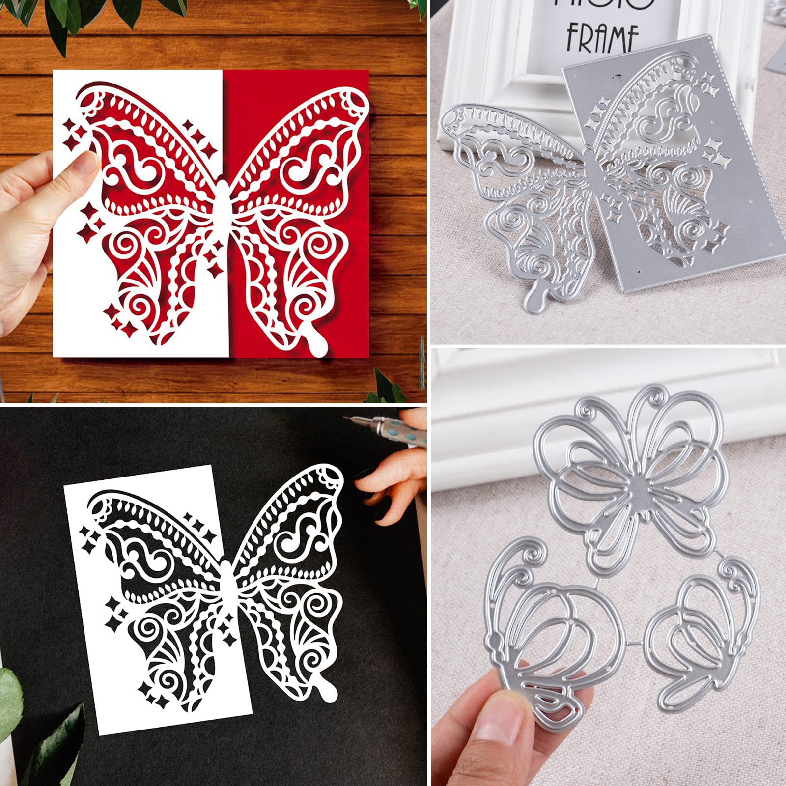 3 Ensembles Matrices Découpe Scrapbooking - 19PCs Formes Feuilles, Fleurs, Papillons - Pour Cartes DIY