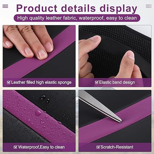 Miniatura 4 de Amiss Cojín universal para reposabrazos de automóvil, funda universal impermeable de piel sintética para reposabrazos de automóvil, accesorios de