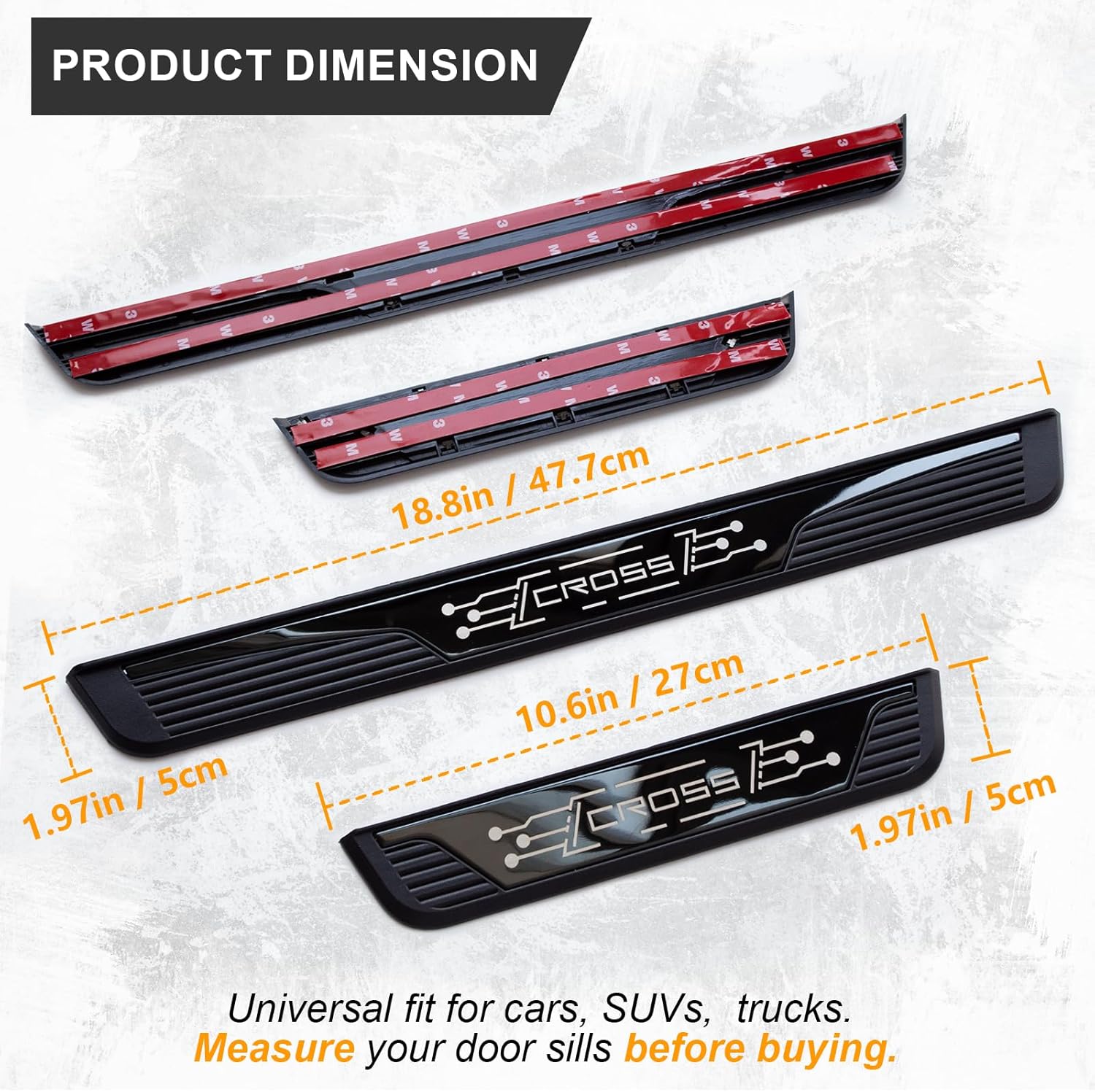 Door Sill Protectors for Toyota Corolla Cross, Stainless Steel Cover Guard Sills Protector Car Door Entry Guard Anti-Scratch Door Sill Scuff Plate (Door Width 1.97")