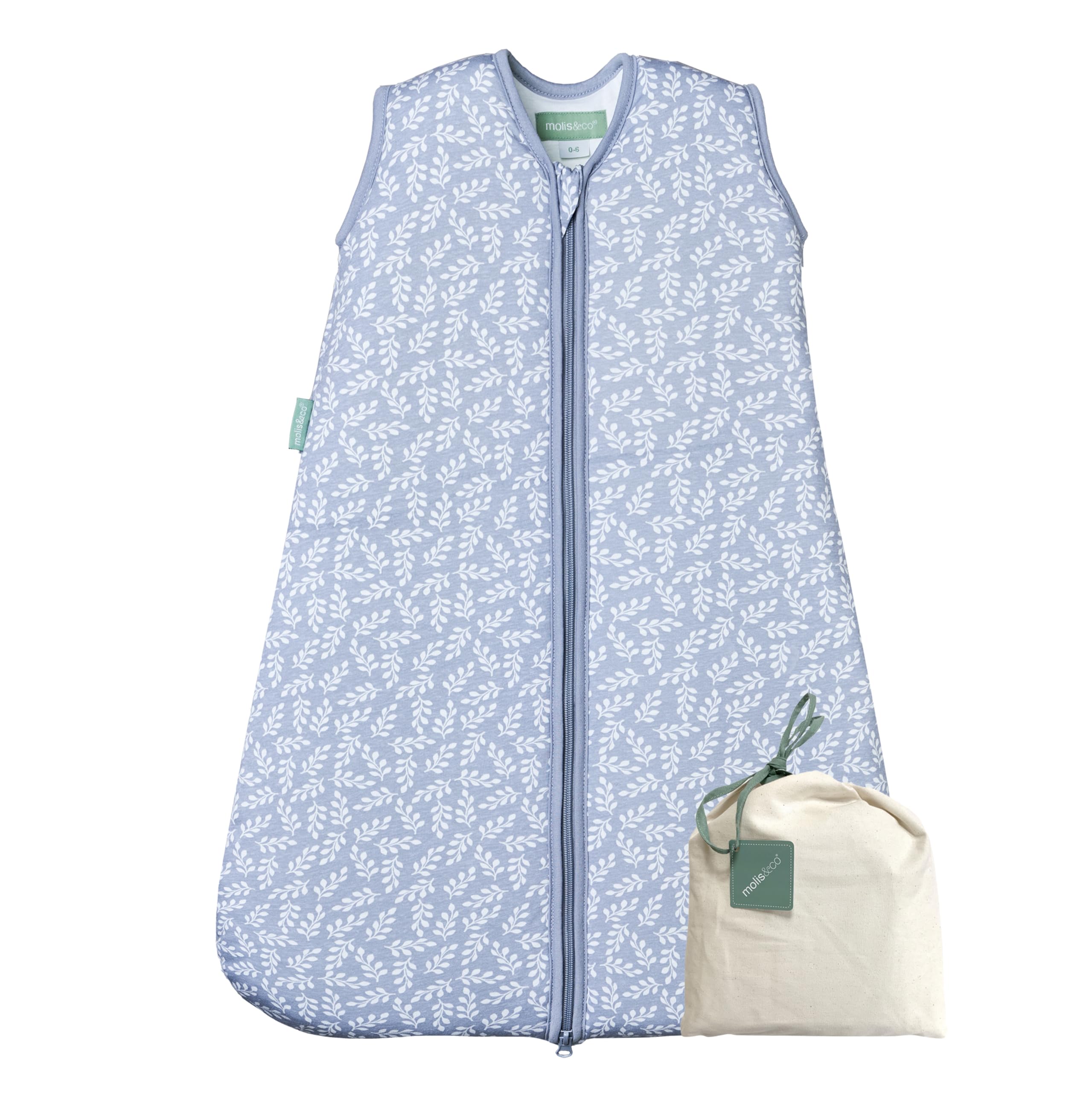 molis&co - Sacco Nanna - Sacco nanna invernale per Neonati e Bambini - Sacchi Nanna 2.5 tog - 100% Cotone (Oeko-TEX 100) - Blue Garden (6 a 18 mesi)