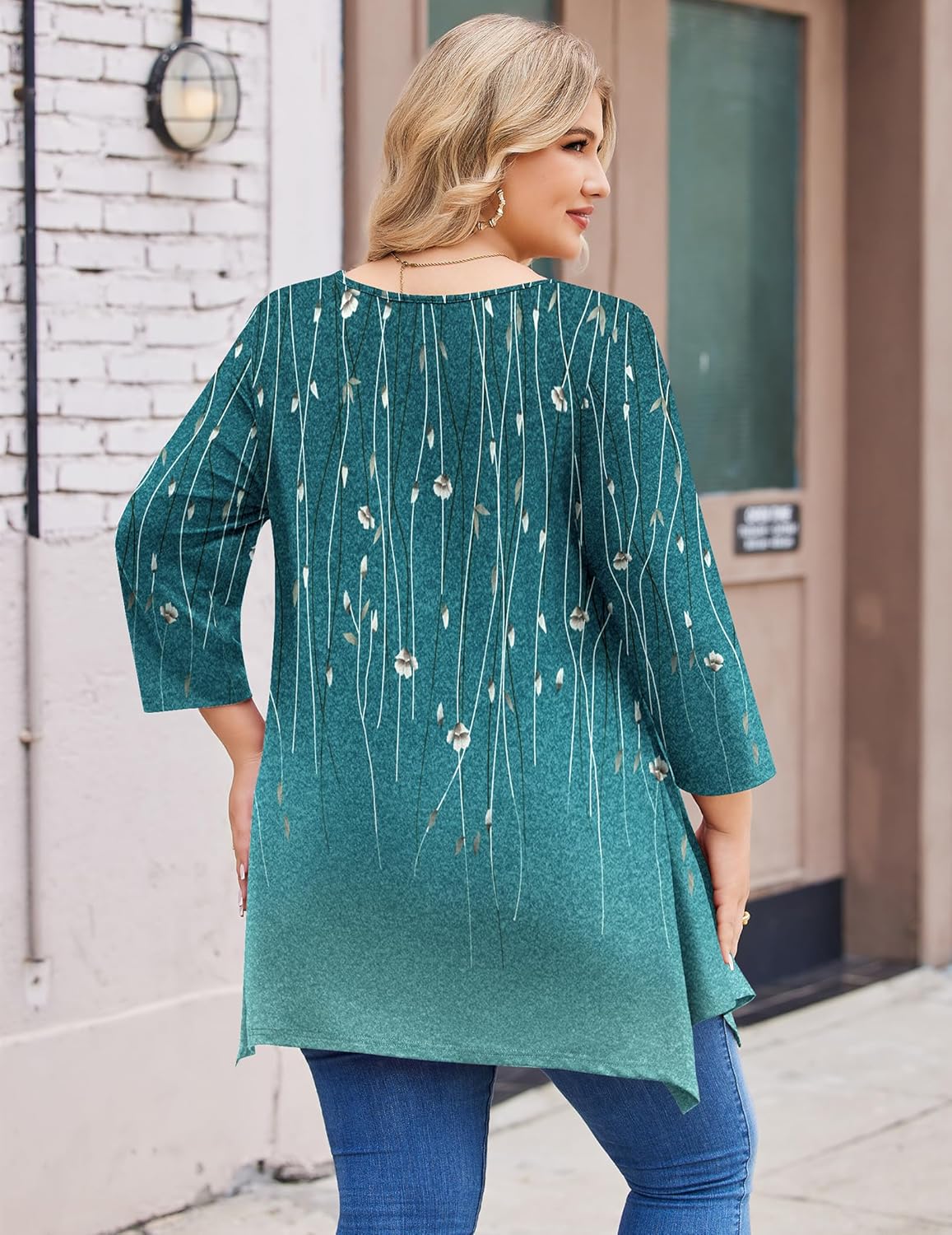 IN'VOLAND Plus Size Tops for Women 3/4 Sleeve Shirts Tunic Tops to Wear with Leggings Loose Fit Summer Fall Clothes - Image 5