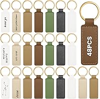 Wavyknot 48 Pack Blank PU Leather Keychains for Laser Engraving - Bulk Customizable DIY Gifts for Men Women, Christmas Birthday (6 Colors)