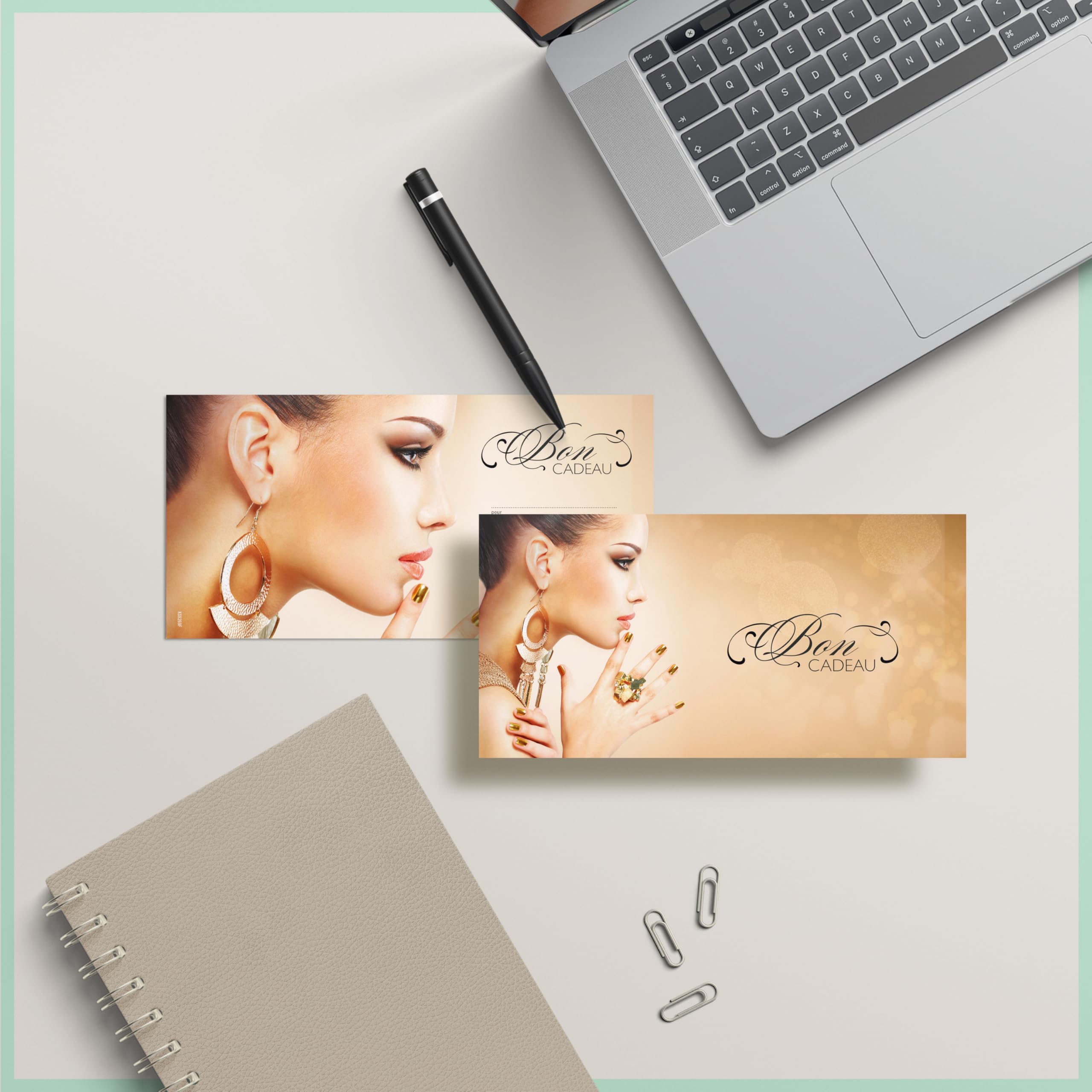 POS BON - 25 formulaires pour créer vos propres bons cadeaux avec enveloppe pour instituts de beauté, studios d'ongles KS9269F-1-25
