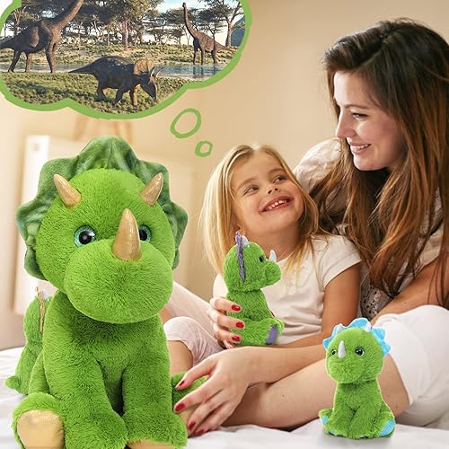 Miniatura 6 de MaoGoLan Animal de peluche grande de dragón y dinosaurio, juego de 7 piezas de dragón de peluche, juego de 4 juguetes de peluche de dinosaurio para