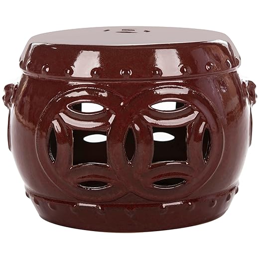 SAFAVIEH Home Collection - Mei Double Coin Red Glazed Ceramic Decorative Garden Stool (ACS4534G)
