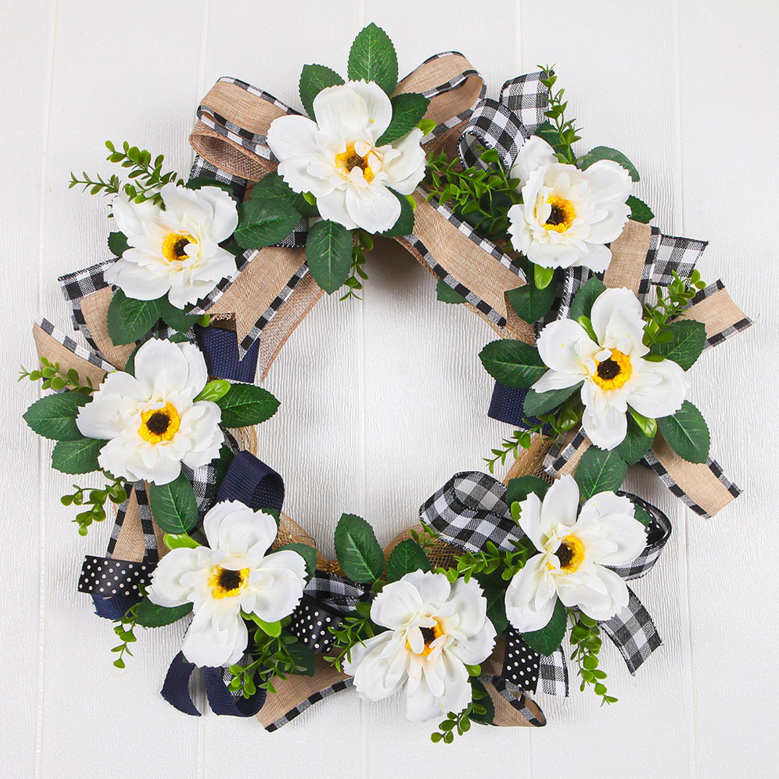 Buachois Artificial Floral Wreath, 50cm Seidenblumen Kranz mit Aufhängeschlaufe, für Haustür Wand Fenster Dekoration drinnen und draußen