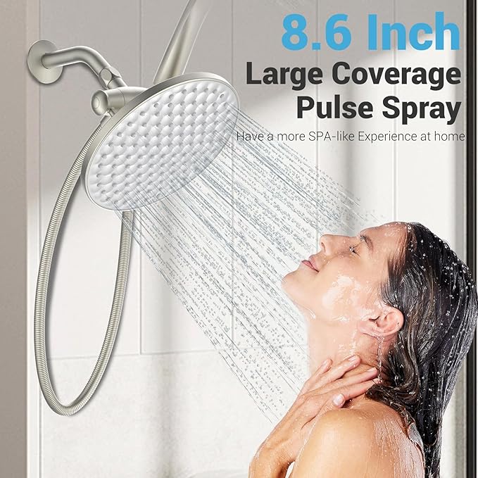 Ducha de lluvia de 8.6 pulgadas con rociador de mano y manguera miniatura 2
