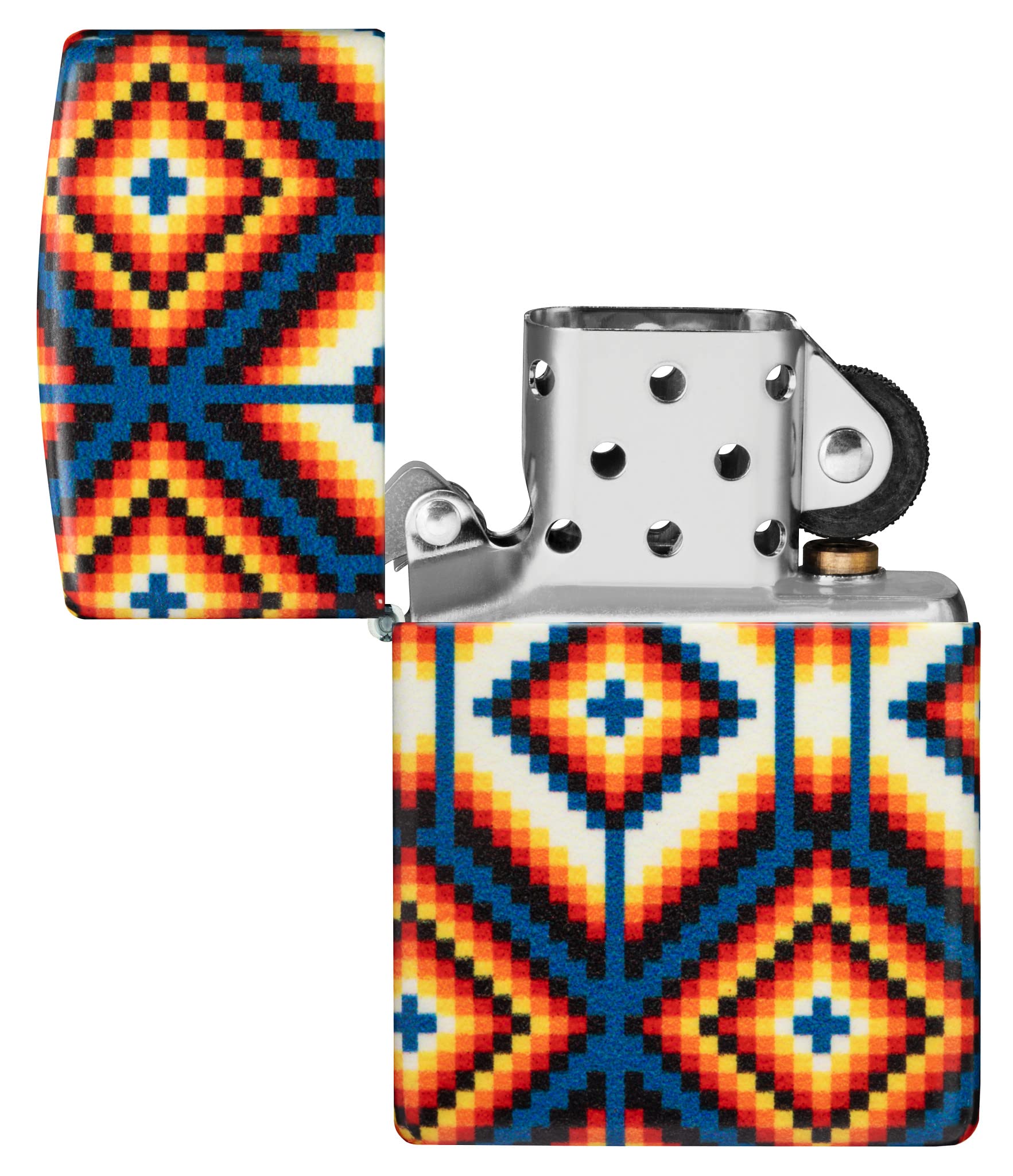 Zippo Lighter, Metal, Multicolored, One Size, Multicolor - Tribal Pattern Indigenous, 5.5 x 3.8 x 1.2 cm - Image 4