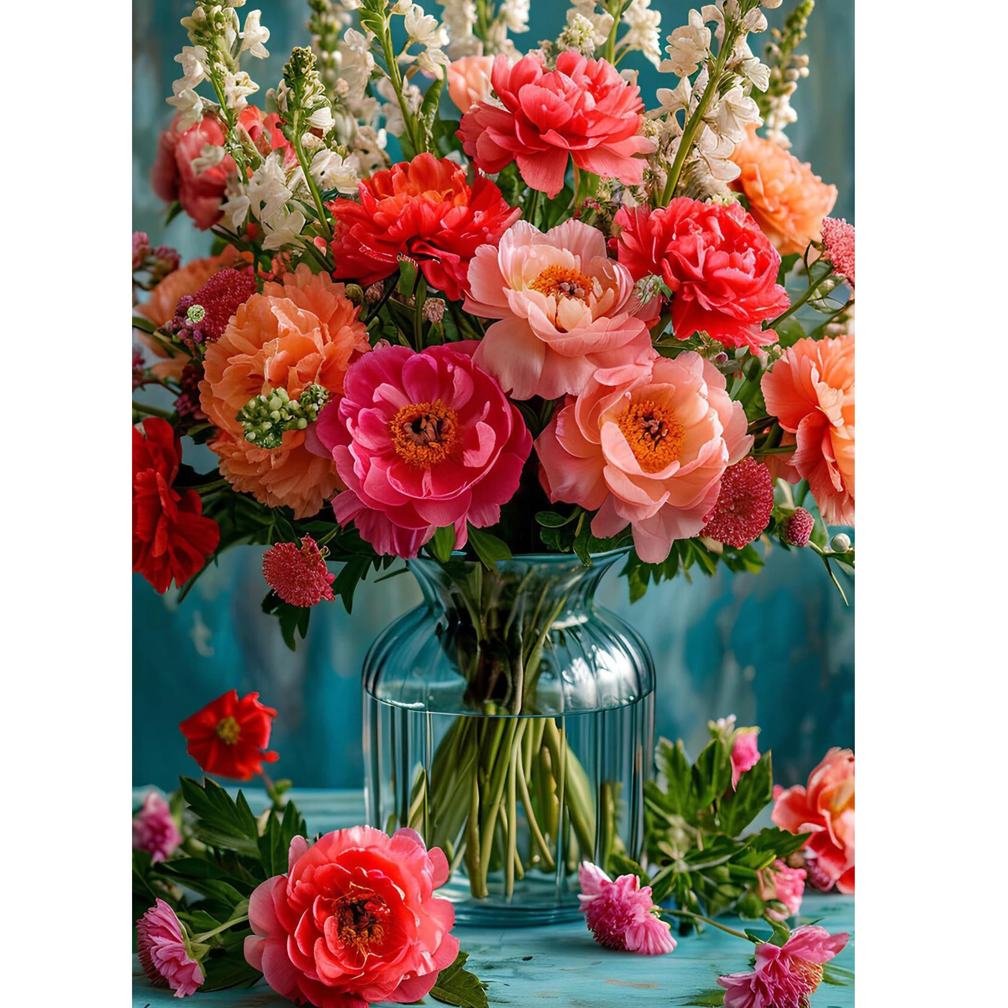 ossomo Diamond Painting Kits for Adults,DIY 5D Full Drill Peony Flower Bouquet Diamond Art Kits Diamond Dots Pictures Perfect for Relaxation and Home Wall Decor 30x40cm