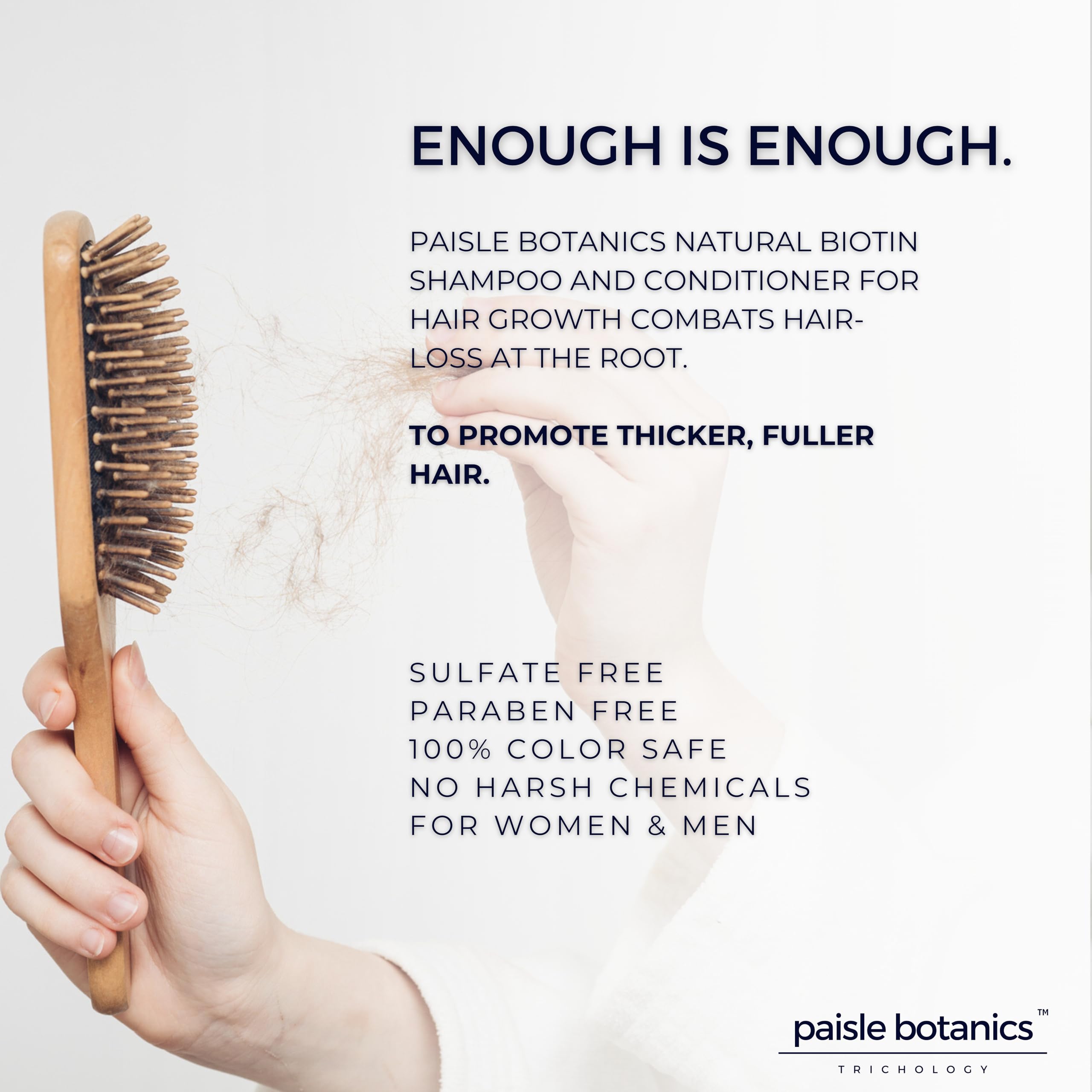 Paisle Botanics Biotina Shampooing et après-shampoing 2 en 1 pour hommes et femmes, biotine, shampooing et après-shampoing pour cheveux clairsemés - Shampooing et après-shampoing pour femmes et hommes