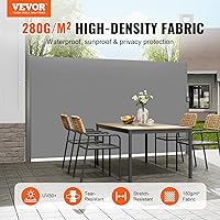 Vista 2 de VEVOR Toldo lateral retráctil, UV 50 63 x 118 pulgadas, pantalla de privacidad para exteriores, pantalla de privacidad para exteriores, 9.88 oz
