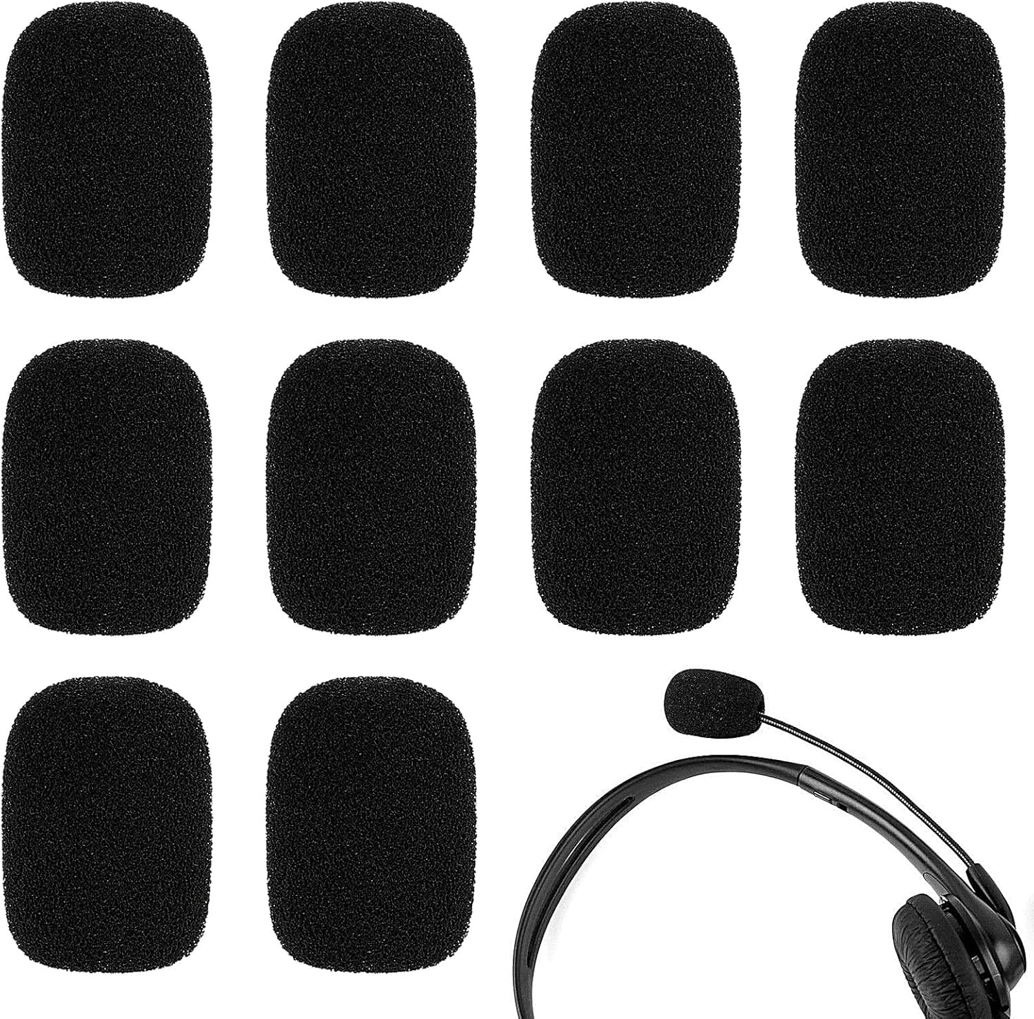 kh Lapel Headset Microphone Windscreen, Mini Size Headset Microphone Foam Cover, Mic Foam Covers for Variety of Headset Microphone, Sponge Material, Noise Reduction (Pack of 10)-image-24