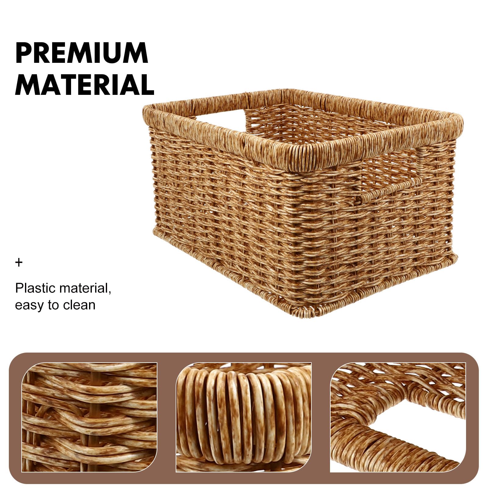 Yardwe Kreativer Aufbewahrungskorb aus Kunststoff mit Imitation Rattan Flechtoptik Großer Multifunktionaler Sammelkorb für Kleidung und Kinderzimmer
