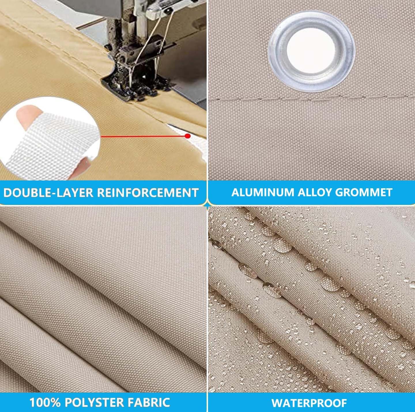 Sun Shade Cloth with Grommets 5x17 FT Waterproof Pergola Shade Cover Sunscreen Awning Canopy Outdoor Sun Shade Sail 95% UV Block for Patio Garden Backyard Khaki