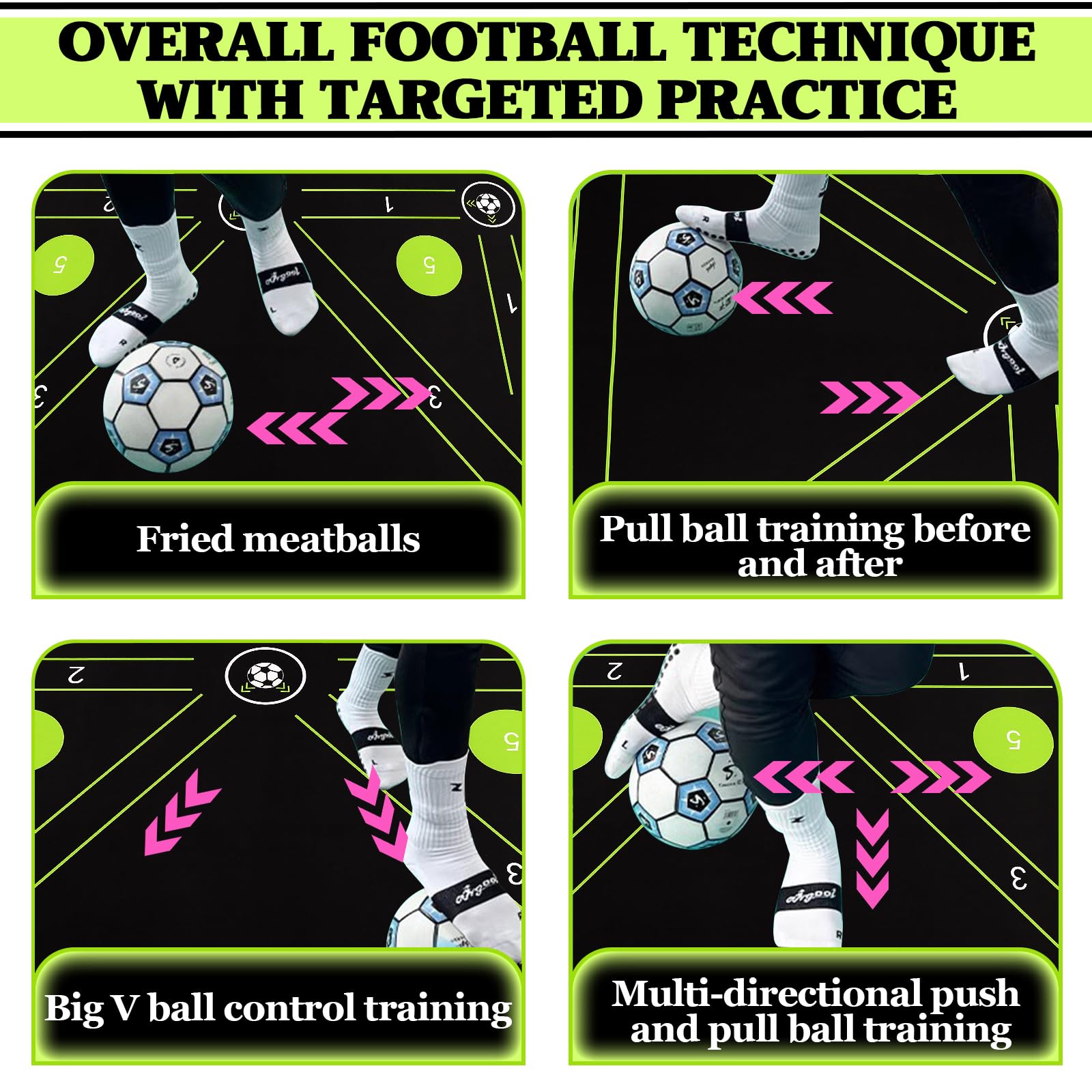 Tapis D'entraînement Foot Connextion 90x60 Cm – Antidérapant, Parfait Pour Le Contrôle Du Ballon Et L'agilité, Cadeau Idéal Pour Les Passionnés De Foot
