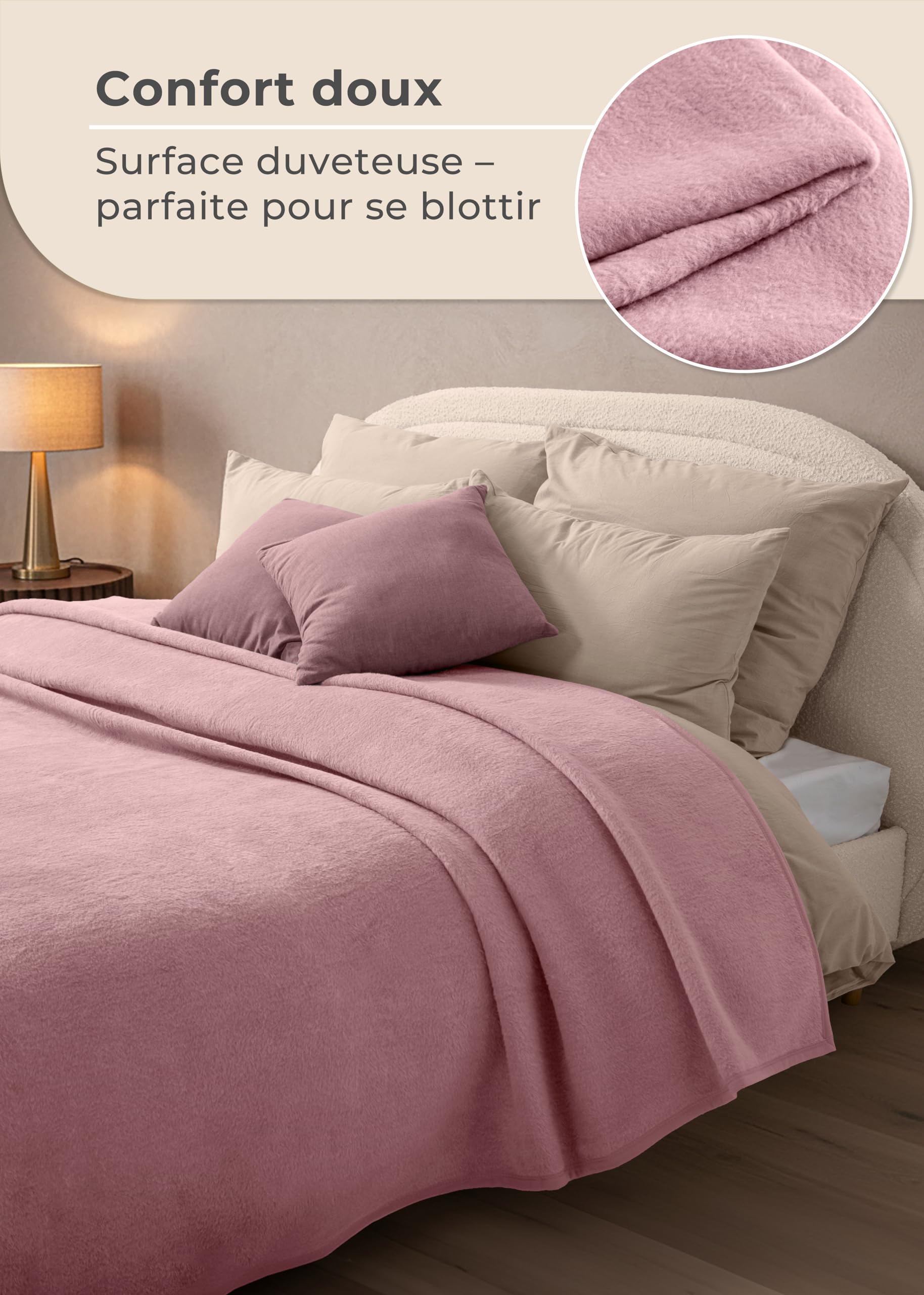 LAYNENBURG Couverture en Coton Haut de Gamme 150x200 cm – Öko-TEX 100 – Douce Couverture en Tissu mélangé Coton – Plaid pour canapé, Salon et Canapé (Vieux Rose)