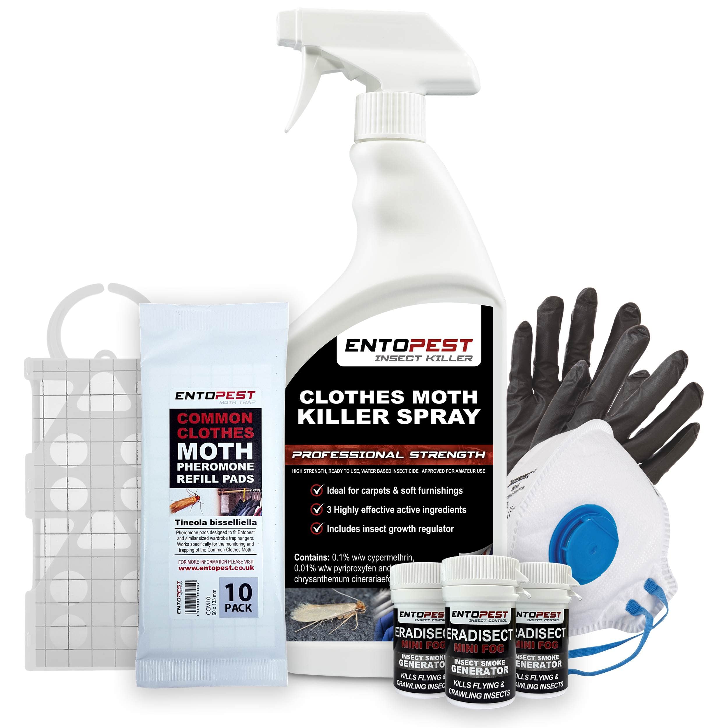 Buy Entopest Common Clothes Moth Killer Spray, Smoke & Trap Control Kit