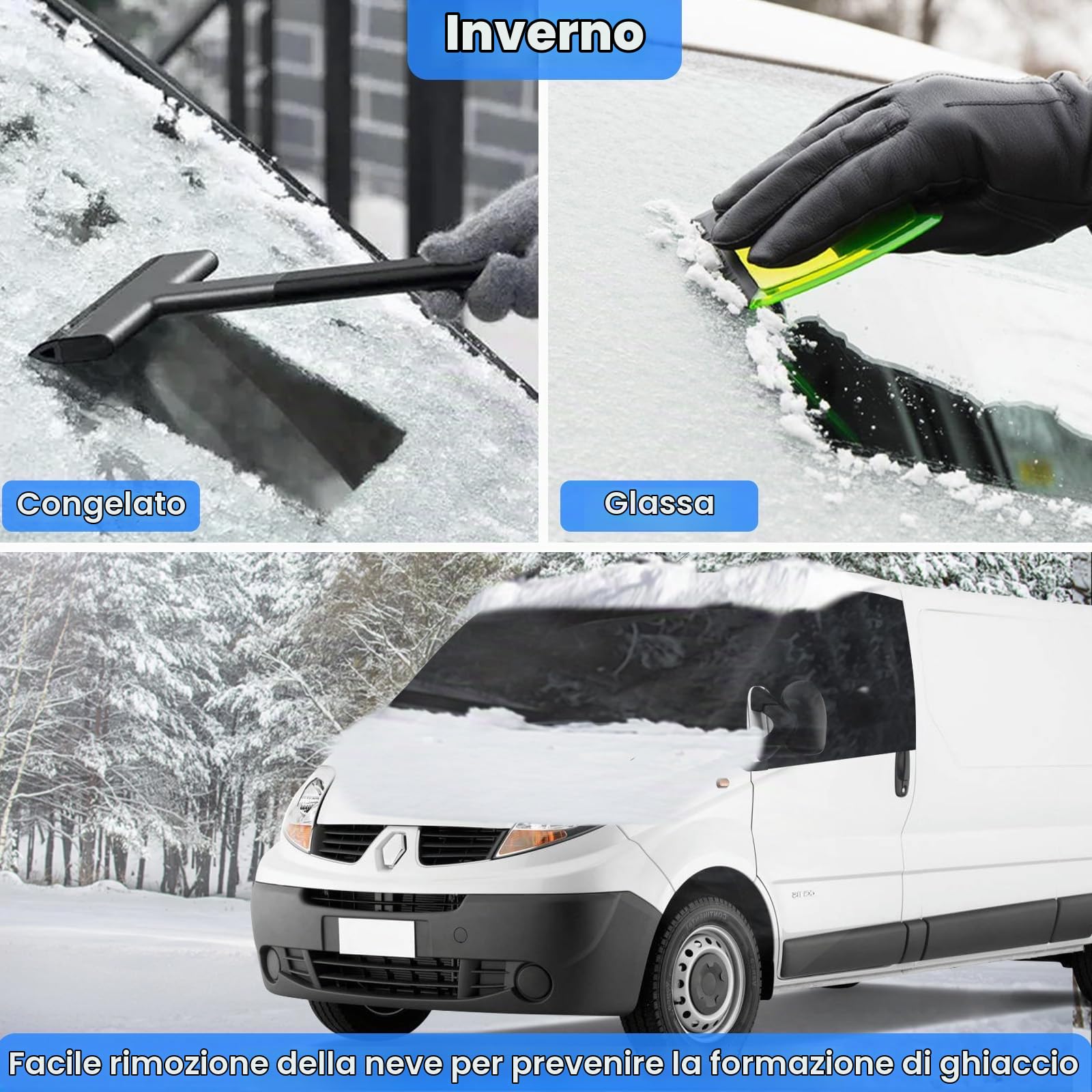 Copertura Parabrezza Auto Compatibile con Renault Trafic 2001-2014, Parasole per Finestrino Anteriore Compatibile con Opel Vivaro 2001-2014, 100% Oscuramento, Resistente Alle Intemperie