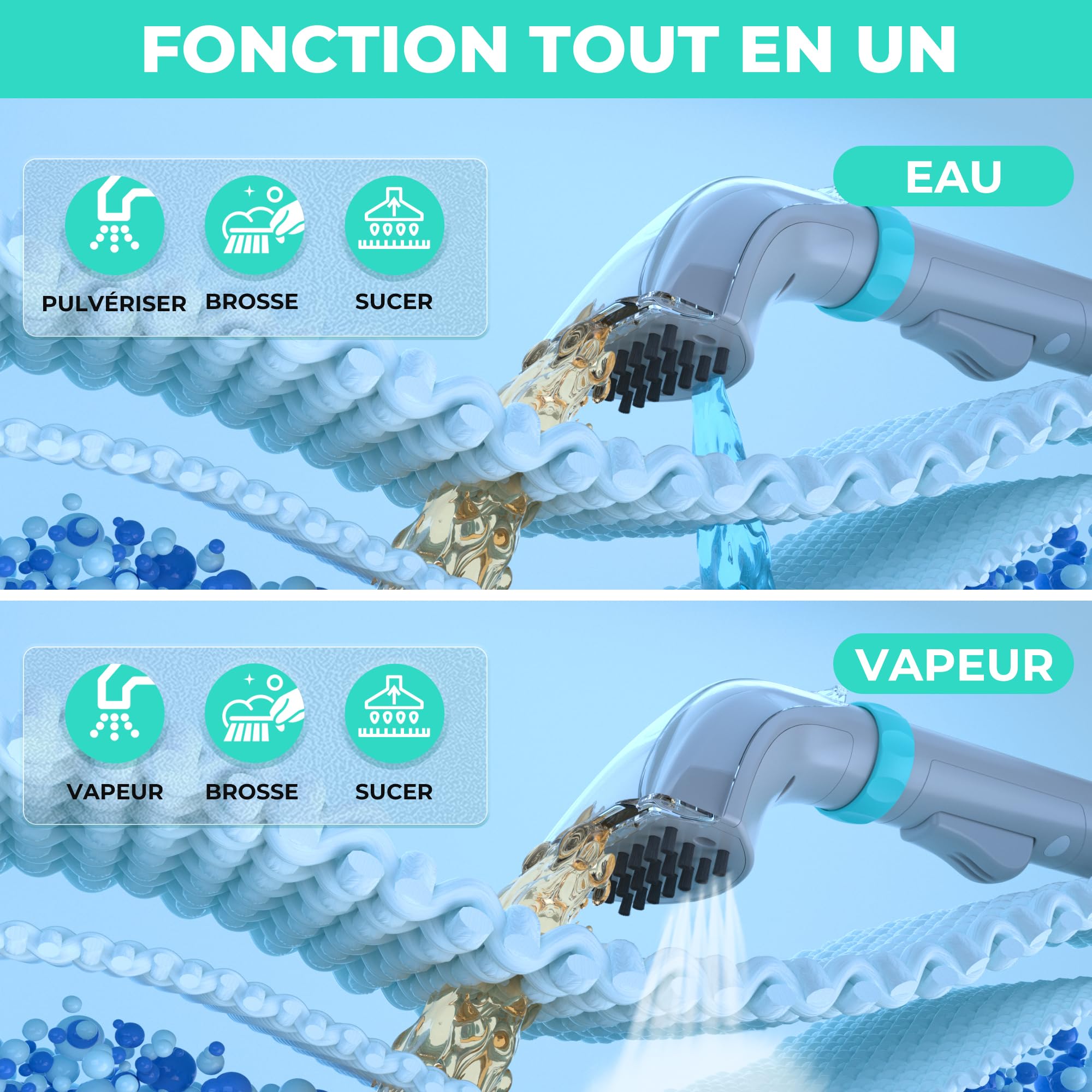HAUSHOF StainZapper Nettoyeur de Tapis 1200W, Aspirateur Vapeur de 3 Modes